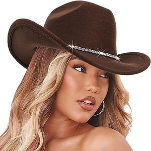 4696 Women Sparkly-rhinestone Western-cowgirl-hat Glitter-bling